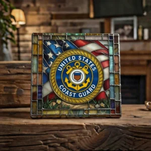 Handcrafted Military Insignia Stained Glass Trivet