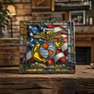 Handcrafted Military Insignia Stained Glass Trivet