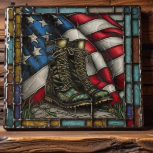 Handcrafted Military Insignia Stained Glass Trivet