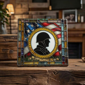 Handcrafted Military Insignia Stained Glass Trivet