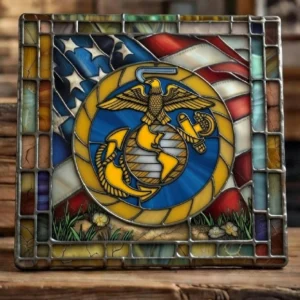 Handcrafted Military Insignia Stained Glass Trivet
