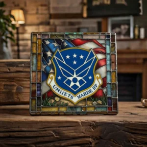 Handcrafted Military Insignia Stained Glass Trivet