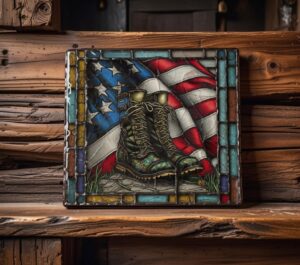 Handcrafted Military Insignia Stained Glass Trivet