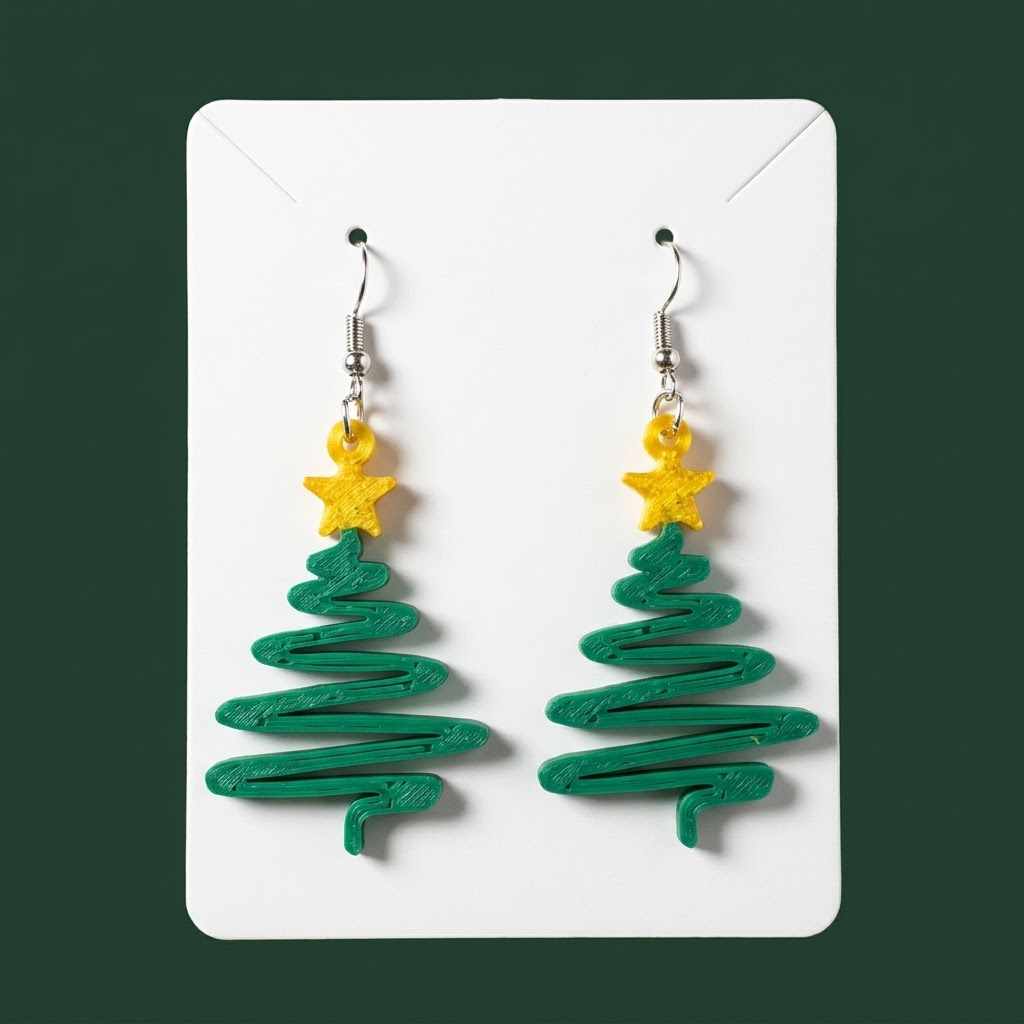 Festive Whimsy Christmas Tree Dangle Earrings