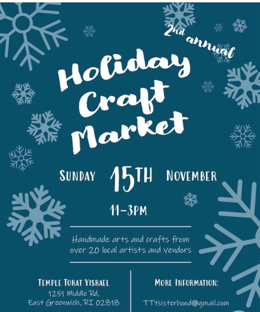 Flyer for Temple Torat Sisterhood Holiday Craft Market